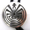 Navajo Sonny Gene Sterling Silver Overlay Man in the Maze Bolo Tie - Image 3