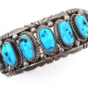 Navajo vintage turquoise and sterling silver row cuff bracelet