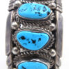 Navajo Vintage Turquoise and Sterling Silver Row Cuff Bracelet - Image 3
