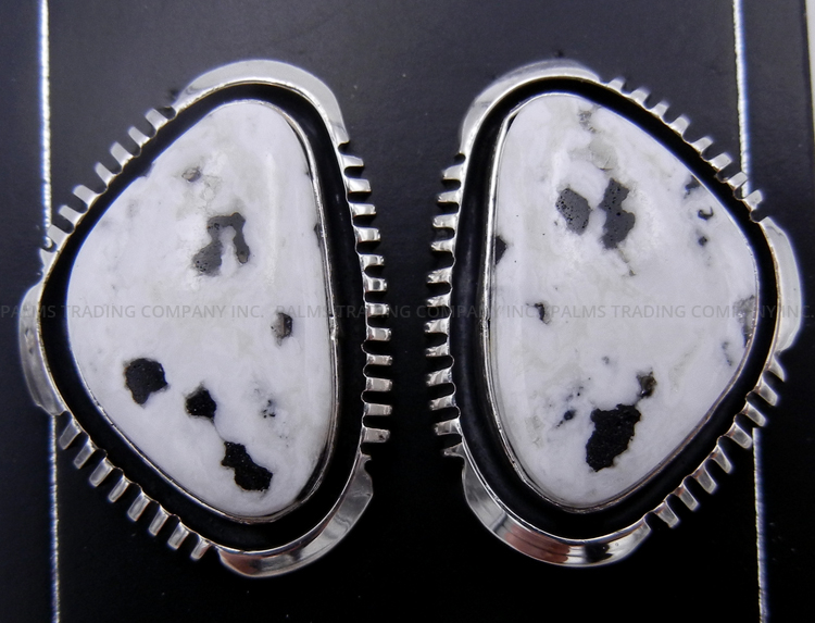 Navajo White Buffalo and sterling silver post earrings by Will Denetdale.