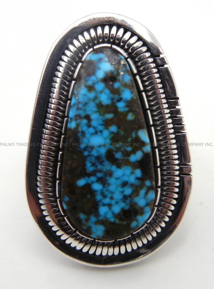 Navajo adjustable turquoise and sterling silver ring by Walter Vandever