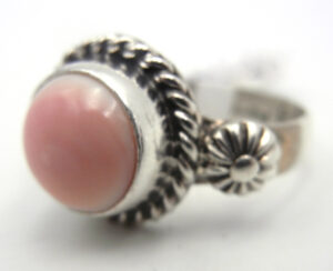 Navajo Small Pink Conch and Sterling Silver Ring