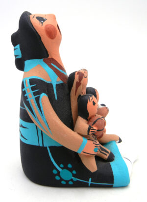 Jemez Diane Lucero Handmade and Hand Painted Seated Storyteller Figurine with Four Children