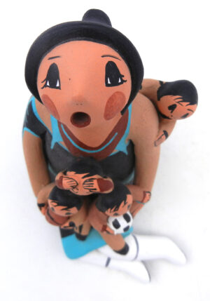 Jemez Diane Lucero Handmade and Hand Painted Seated Storyteller Figurine with Four Children