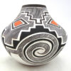 Laguna handmade and hand painted polychrome tularosa and weather pattern jar by Myron Sarracino