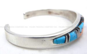 Navajo Melissa Willie Multi-Stone and Sterling Silver Inlay Cuff Bracelet - Image 3