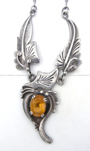 Navajo Vintage Sterling Silver and Citrine Necklace and Earring Set - Image 4