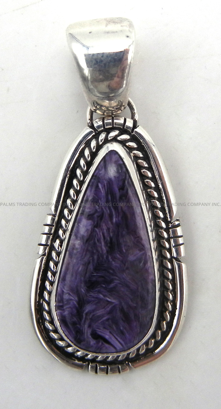 Navajo charoite and sterling silver pendant