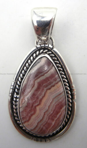 Navajo rhodochrosite and sterling silver pendant