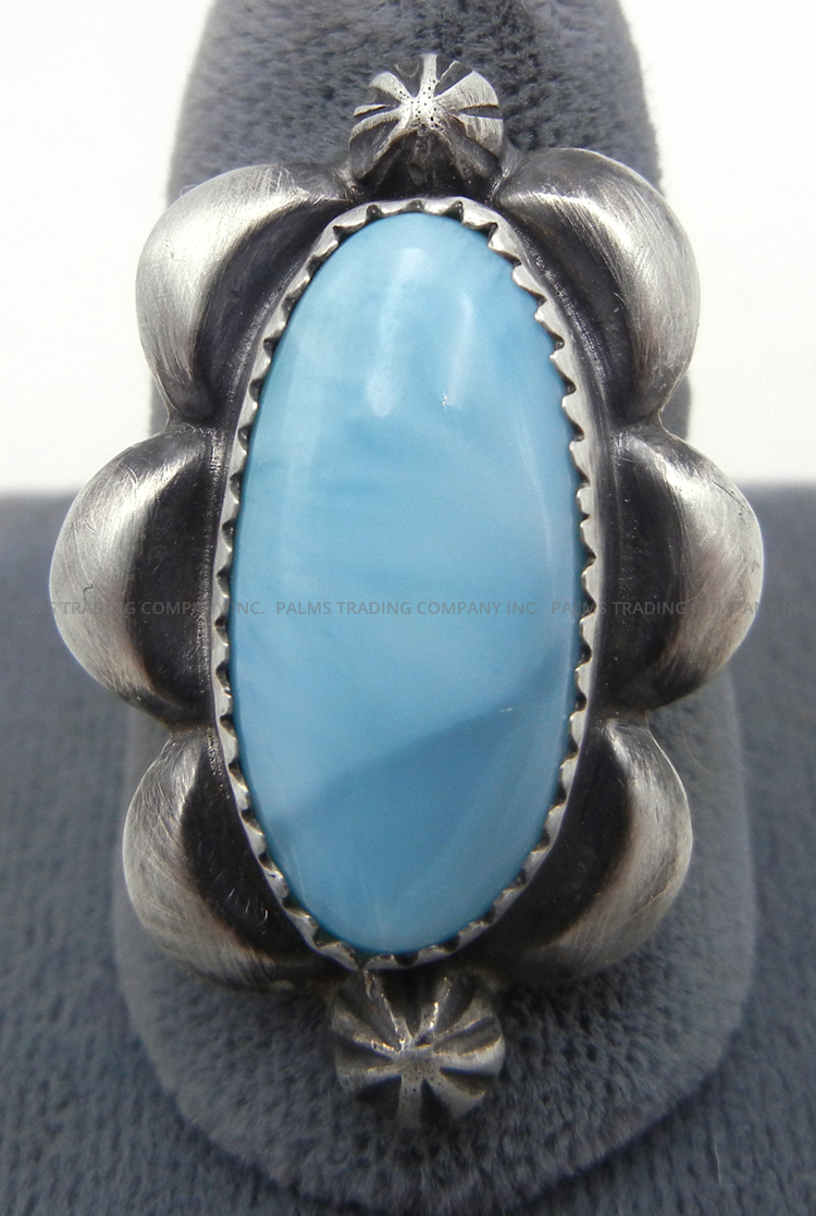 Navajo larimar and sterling silver ring