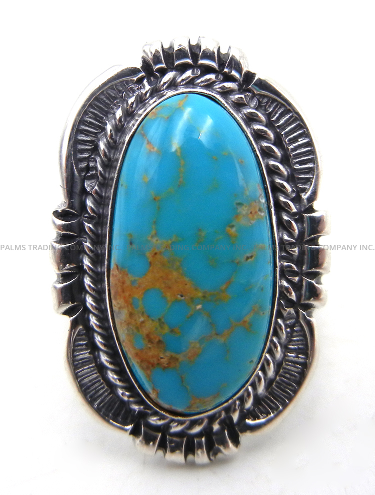 Navajo small turquoise and sterling silver ring by Will Denetdale