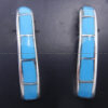Zuni small turquoise and sterling silver half hoop earrings by Richard Edaakie