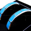 Zuni Richard Edaakie Small Turquoise and Sterling Silver Channel Inlay Half Hoop Earrings - Image 3