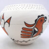 Acoma Beverly Garcia Handmade and Hand Painted Polychrome Parrot and Floral Design Jar with Corrugated Rim - Image 4