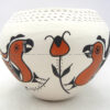 Acoma Beverly Garcia Handmade and Hand Painted Polychrome Parrot and Floral Design Jar with Corrugated Rim - Image 5