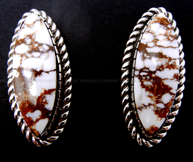 Navajo wild horse and sterling silver post earrings by Walter Vandever