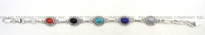 Navajo Multi-Stone and Sterling Silver Link Bracelet - Image 3