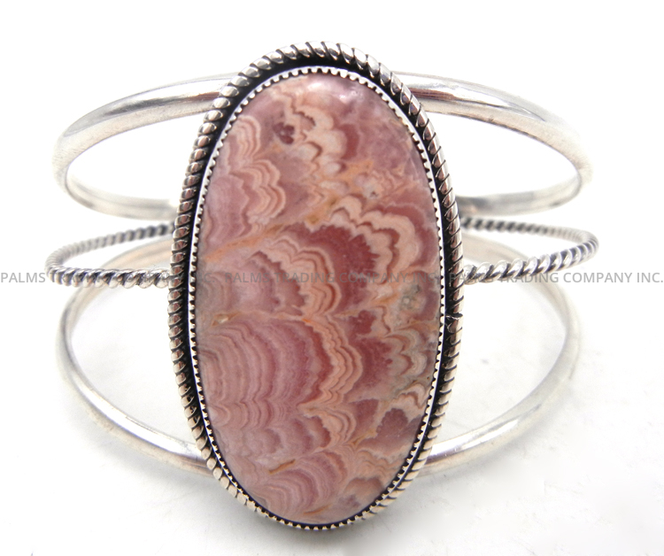 Navajo rhodochrosite and sterling silver cuff bracelet