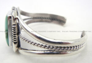 Navajo Will Denetdale Green Turquoise and Sterling Silver Cuff Bracelet - Image 3