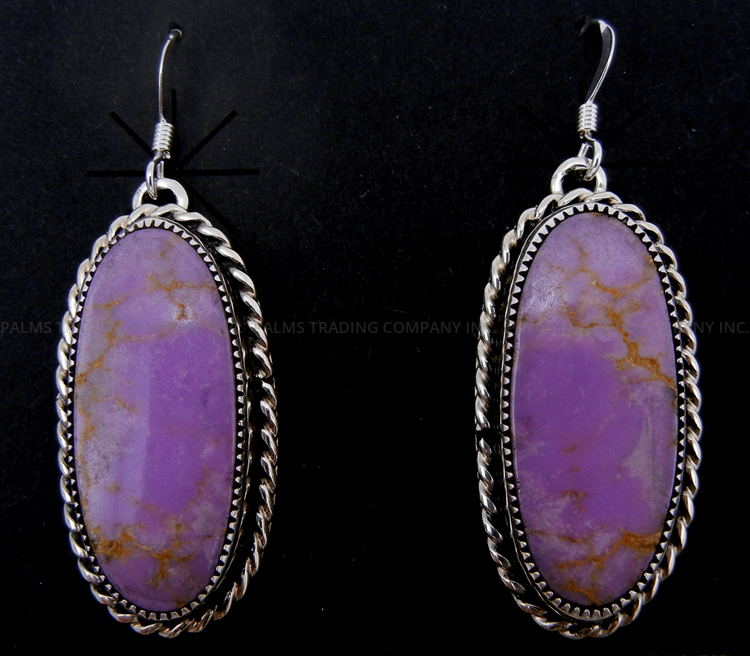 Navajo phosphosiderite and sterling silver dangle earrings