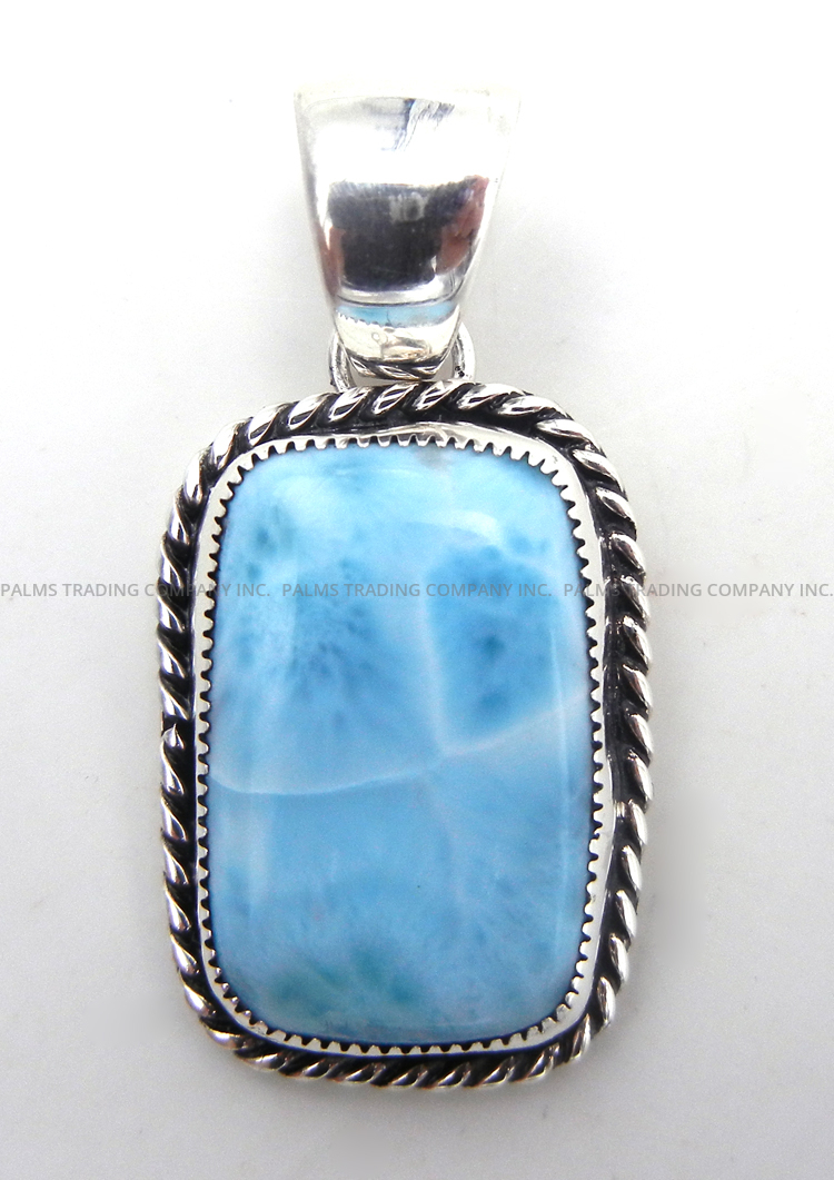 Navajo larimar and sterling silver pendant