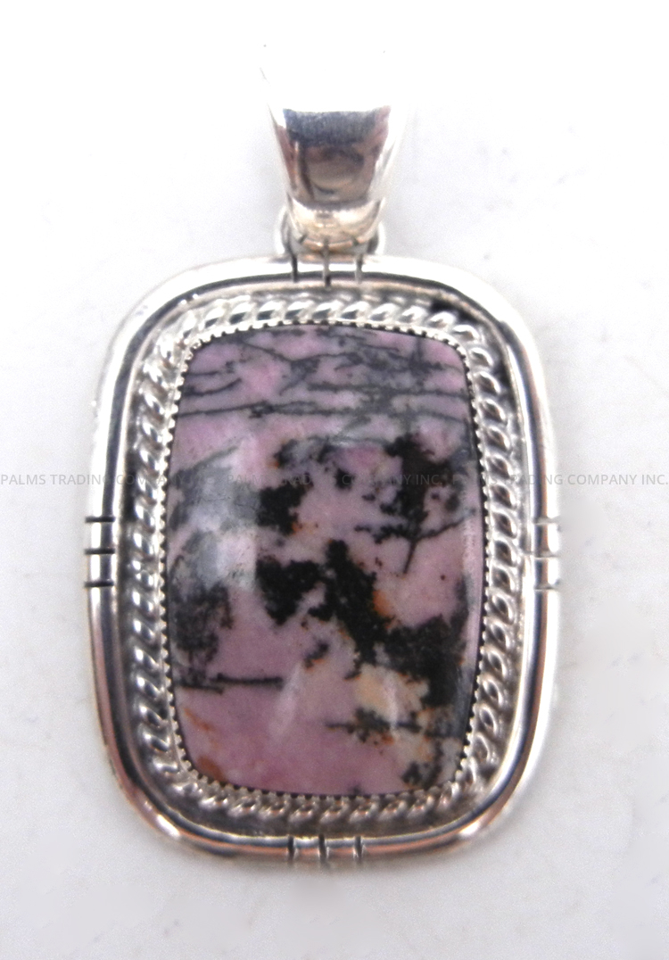 Navajo rhodonite and sterling silver pendant by Alice McShirley