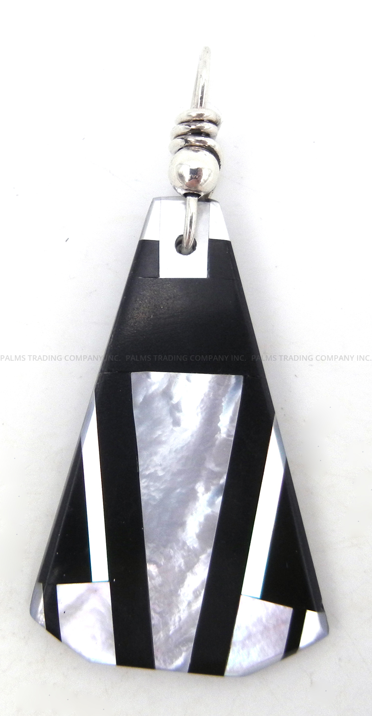 Santo Domingo jet and white mother of pearl inlay pendant by Daniel Coriz