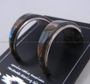 Zuni Abalone and Sterling Silver Channel Inlay Triangular Hoop Earrings - Image 3