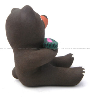Jemez Antoinette Concha Small Seated Bear Figurine with Fish - Image 5