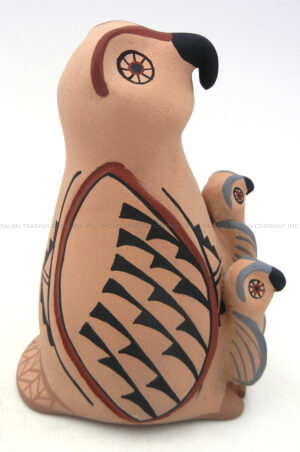 Jemez Diane Lucero Handmade Owl Figurine with Two Owlets - Image 5